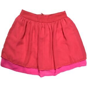 H&M Mini Skirt Neon Pink Red Layered Casual Women's 4 Lightweight